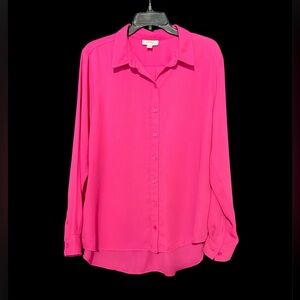 Vibrant Pink Women's Button-Down Shirt